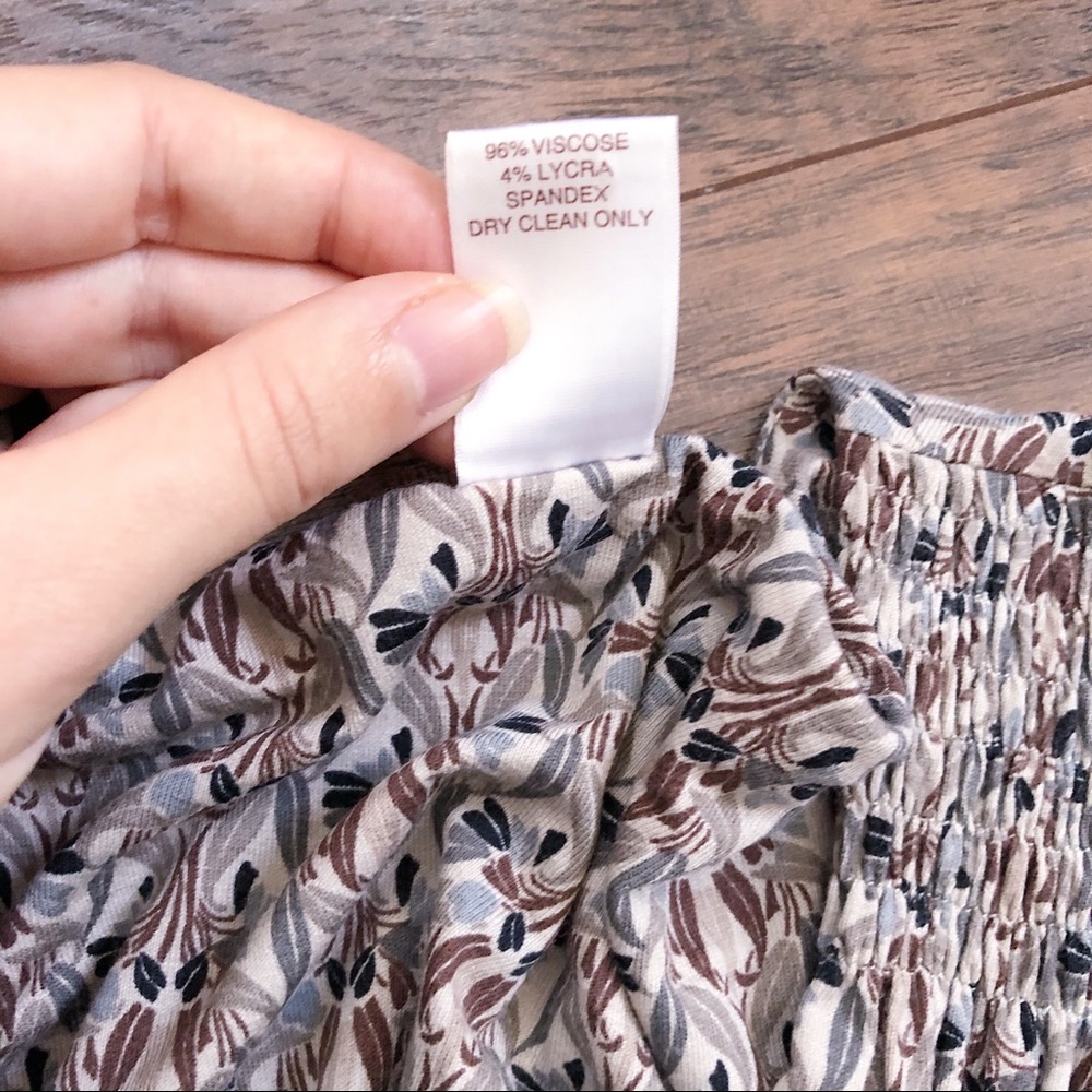 SOLD Peruvian Connection • Lana dress surplice ruched leaf print retro jersey - Picture 6 of 11